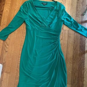 RALPH LAUREN Green Draped Dress